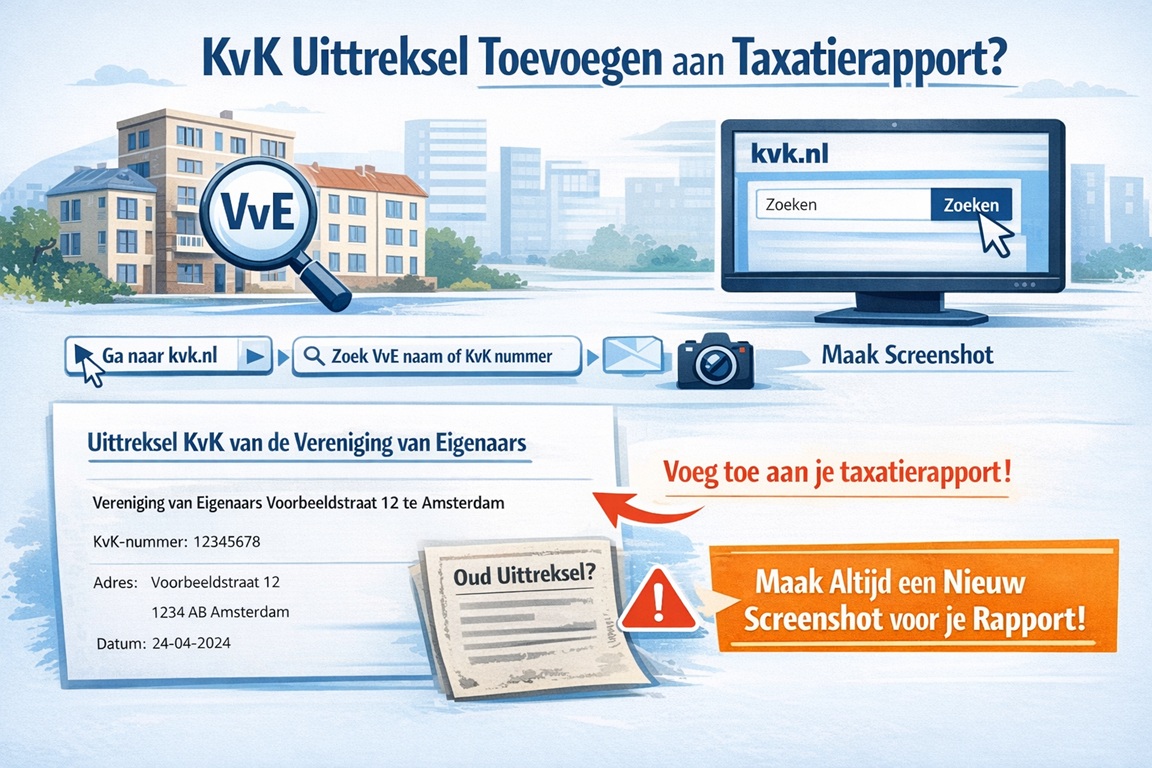Uitleg KvK uittreksel bij taxatierapport toevoegen