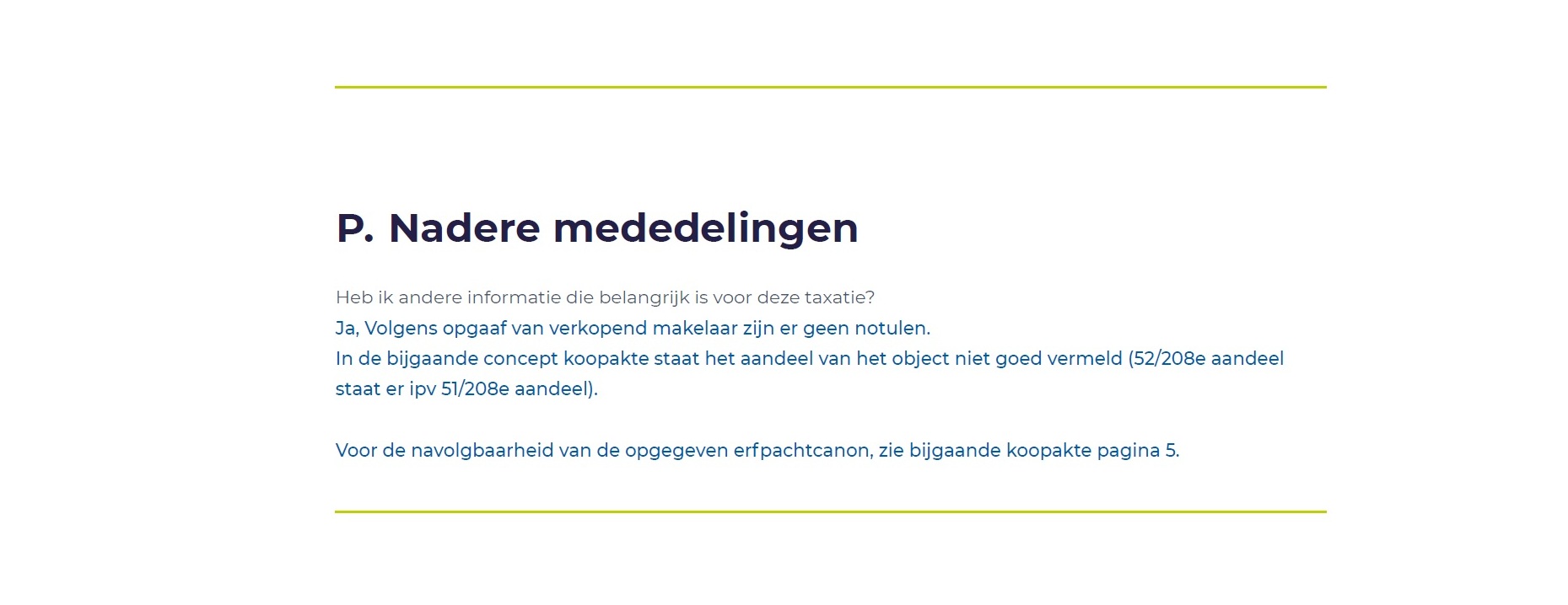 Nadere Mededelingen Taxatierapport