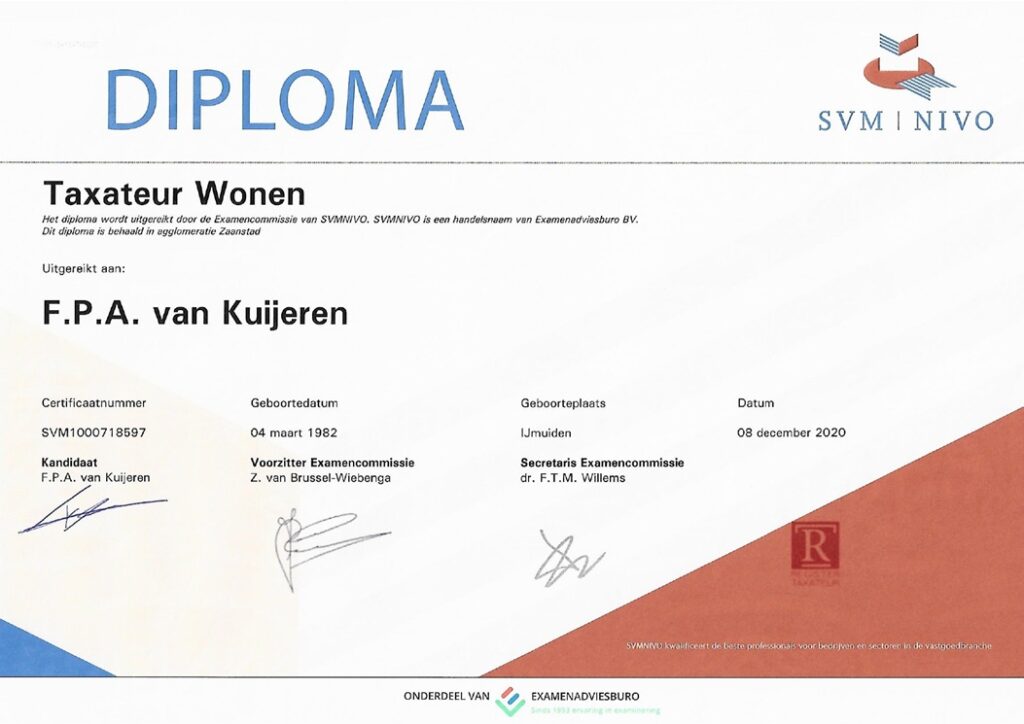 Diploma Taxateur Wonen